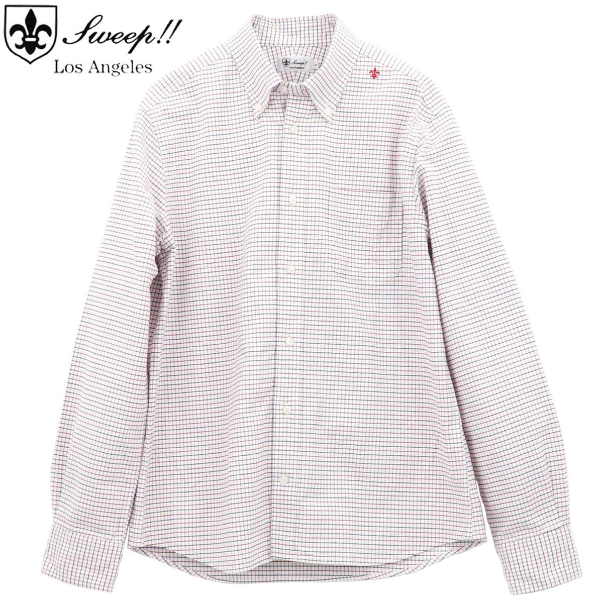 【セール 半額以下】スウィープ ロサンゼルス シャツ メンズ プレミアムオックスフォード タッタソール Sweep!! LosAngeles RED×NAVY SL130016 SWP (レッド×ネイビー）【返品交換不可】