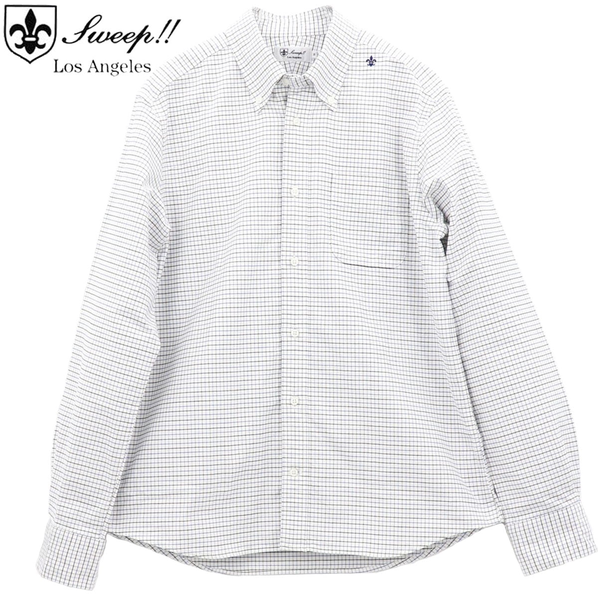 【セール 半額以下】スウィープ ロサンゼルス シャツ メンズ プレミアムオックスフォード タッタソール Sweep!! LosAngeles BLUE×NAVY SL130016 SWP (ブルー×ネイビー）【返品交換不可】