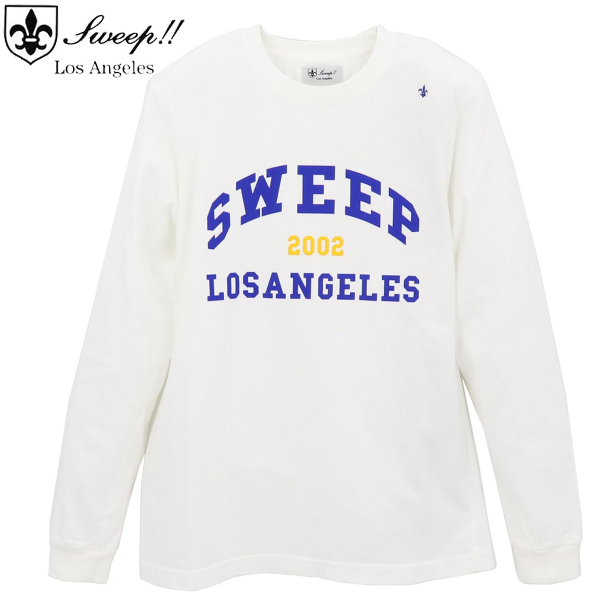 【セール】スウィープ ロサンゼルス ロンT メンズ カレッジロゴ クルーネック Tシャツ Sweep!! LosAngeles WHITE COLLEGE LOGO-T / SL150001 SWP (ホワイト）【返品交換不可】