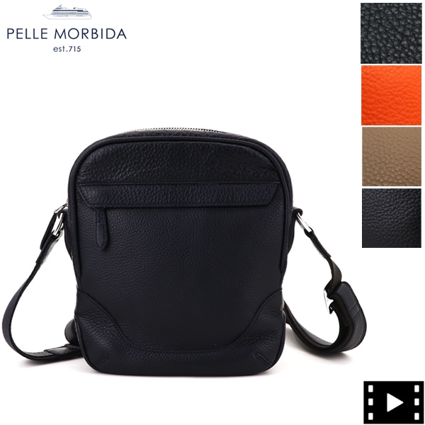 PELLE MORBIDA ブラックレザーショルダーバッグ PELLE MORBIDA ペッレモルビダ ショルダーバッグ サコッシュ