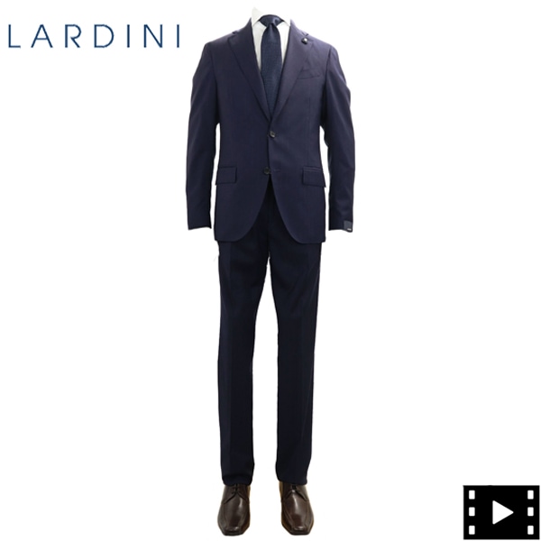 ラルディーニ スーツ メンズ サマーウール 段返り3B ストライプ シングルスーツ LARDINI JV0431AQ LRD（ネイビー） 