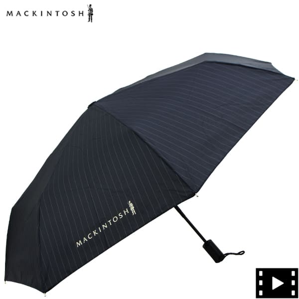 マッキントッシュ 傘 ワンタッチ開閉式 晴雨兼用 ストライプ柄 折り畳み傘 MACKINTOSH AYR ACC-027 MCT A222CL0027UBUH NAVY PIN STRIPE