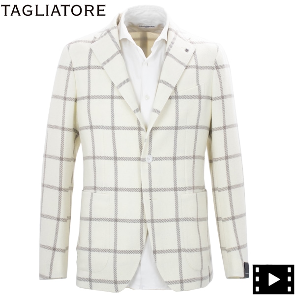 【セール】タリアトーレ ジャケット メンズ ナイロンウール 2B ウィンドウペン シングルジャケット モンテカルロ TAGLIATORE MONTECARLO 1SMC22K TLT 340208 X1161 【返品交換不可】