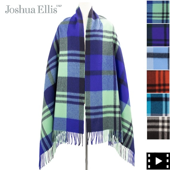 ジョシュアエリス ストール カシミヤ100% プライマリー ブラックウォッチ柄 大判ストール Joshua Ellis Primary Black 70×190 JSE