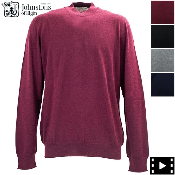 【セール 半額以下】ジョンストンズオブエルガン セーター メンズ モックネック メリノウール ハイゲージニットセーター Johnstons of Elgin KDI00705 JST MEN MOCK TURTLE NECK【返品交換不可】