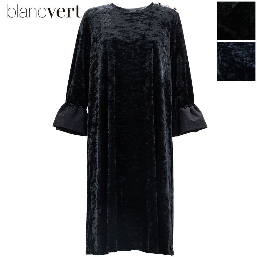 セール】ブランベール ワンピース レディース 七分袖 スノーベロア  