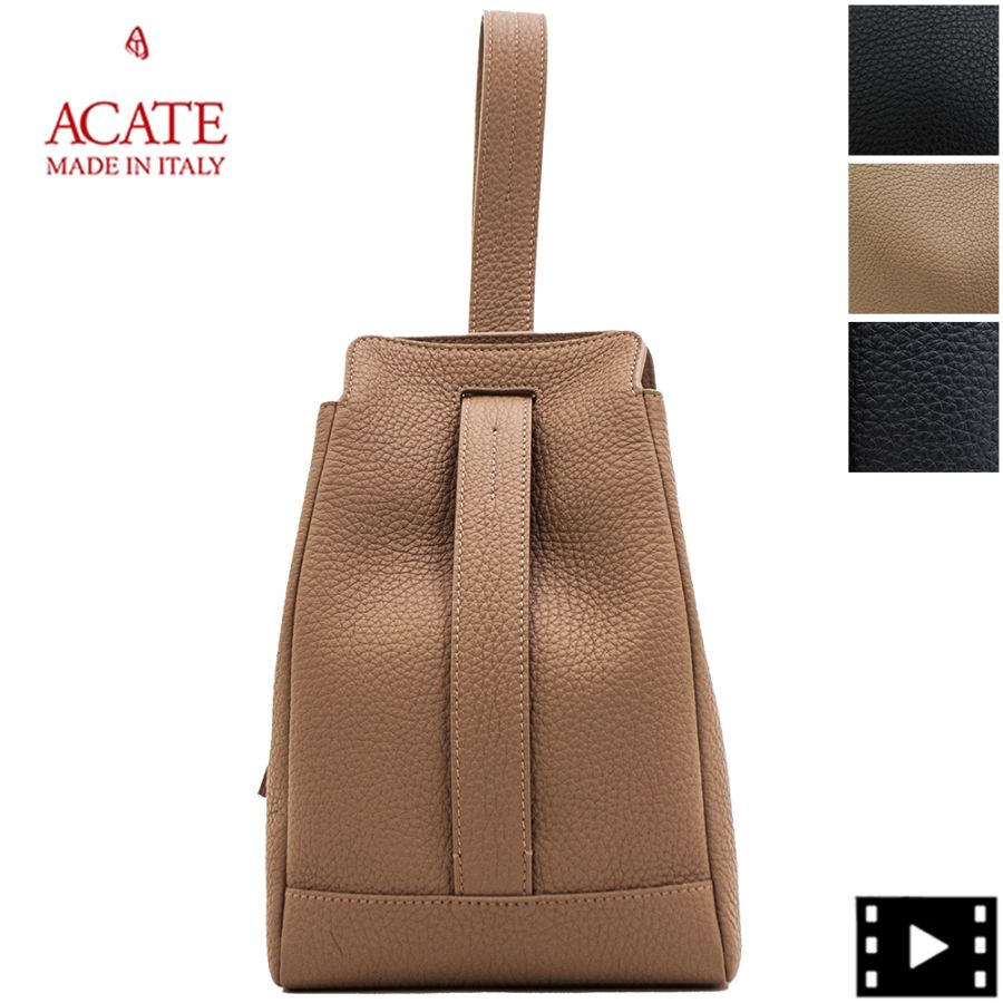 【美品】ACATE アカーテ ショルダーバッグ シュリンクレザー ダークブラウン 11444_thumbnail.jpg