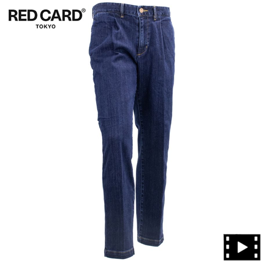 レッドカード トーキョー デニム メンズ ストレッチ 1プリーツ デニムスラックス デニスラ スラック RED CARD TOKYO SLACK RED Dark Used 秋冬新作