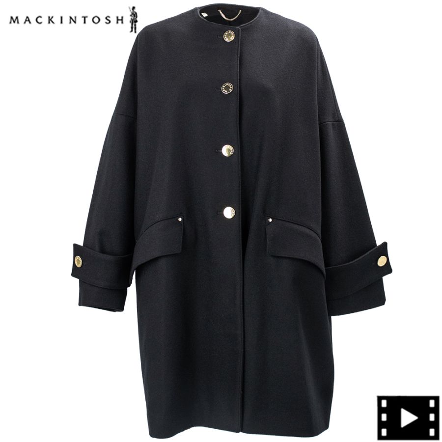 美品 マッキントッシュロンドン ノーカラーコート 羽織り　ブラック MACKINTOSH LONDON｜マッキントッシュ ロンドンのノーカラー