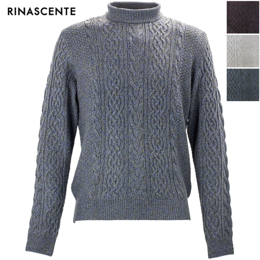 リナシェンテ セーター メンズ キャッシュウール モックネック ケーブルニットセーター RINASCENTE 204-61910 RST 秋冬新作