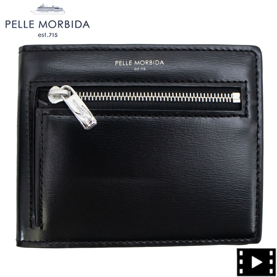 ペッレモルビダ 財布 Victoria社 カーフレザー コンパクト財布 バルカ PELLE MORBIDA BARCA PMO-BA729 PMO BLACK 秋冬新作