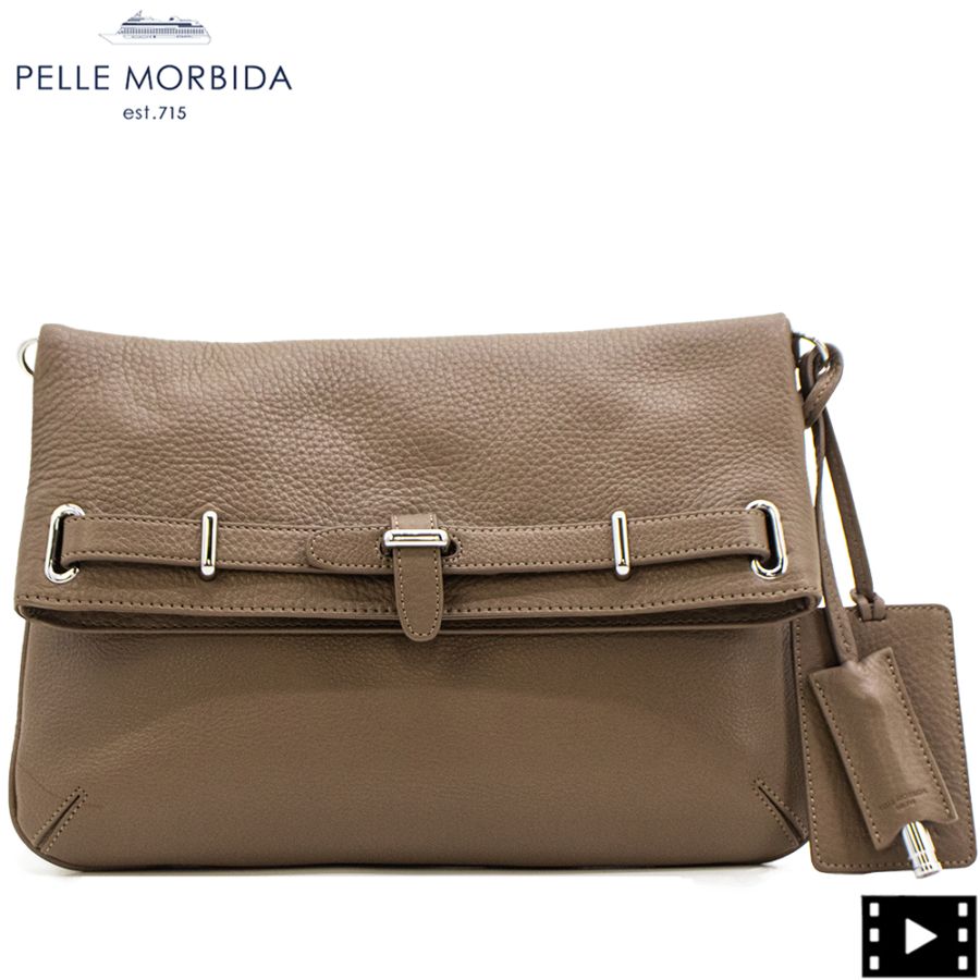 ペッレモルビダ クラッチバッグ シュリンクレザー 2WAY クラッチバッグ サコッシュ PELLE MORBIDA PMO-MB037A PMO GREIGE