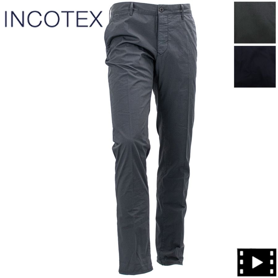 INCOTEX スラックス ポルトガル製 ネイビー 50 スリムテーパード 楽天