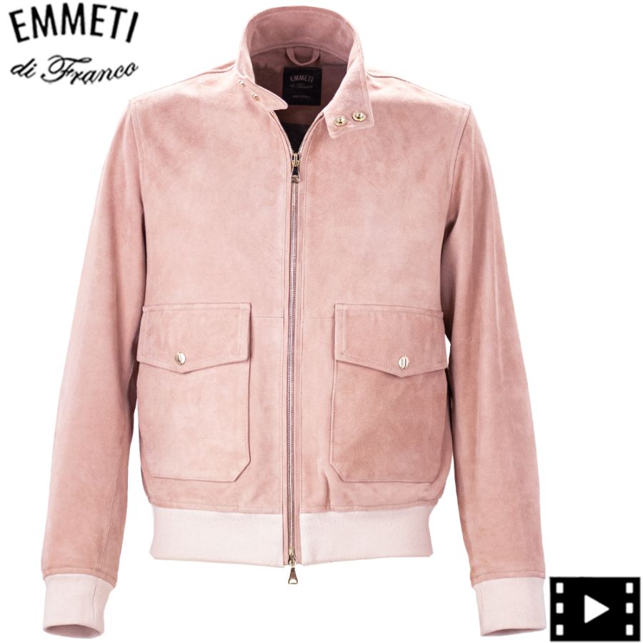 エンメティ ブルゾン メンズ ゴートスエード スタンドカラーブルゾン グレイソン EMMETI GREYSON EMT CAMOSCIO BABY ROSE 春夏新作
