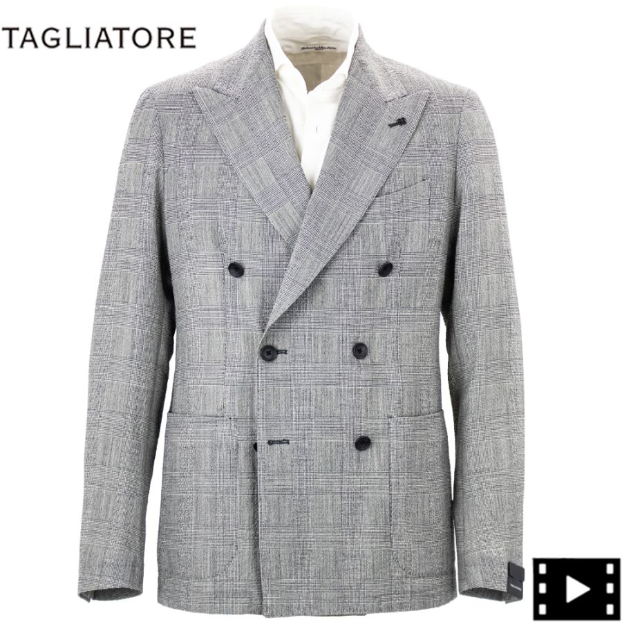 タリアトーレ ジャケット メンズ ダレル ヴァージンウール シアサッカー グレンチェック ダブルブレストジャケット TAGLIATORE G-DARREL20K TLT 120185 N1130 春夏新作