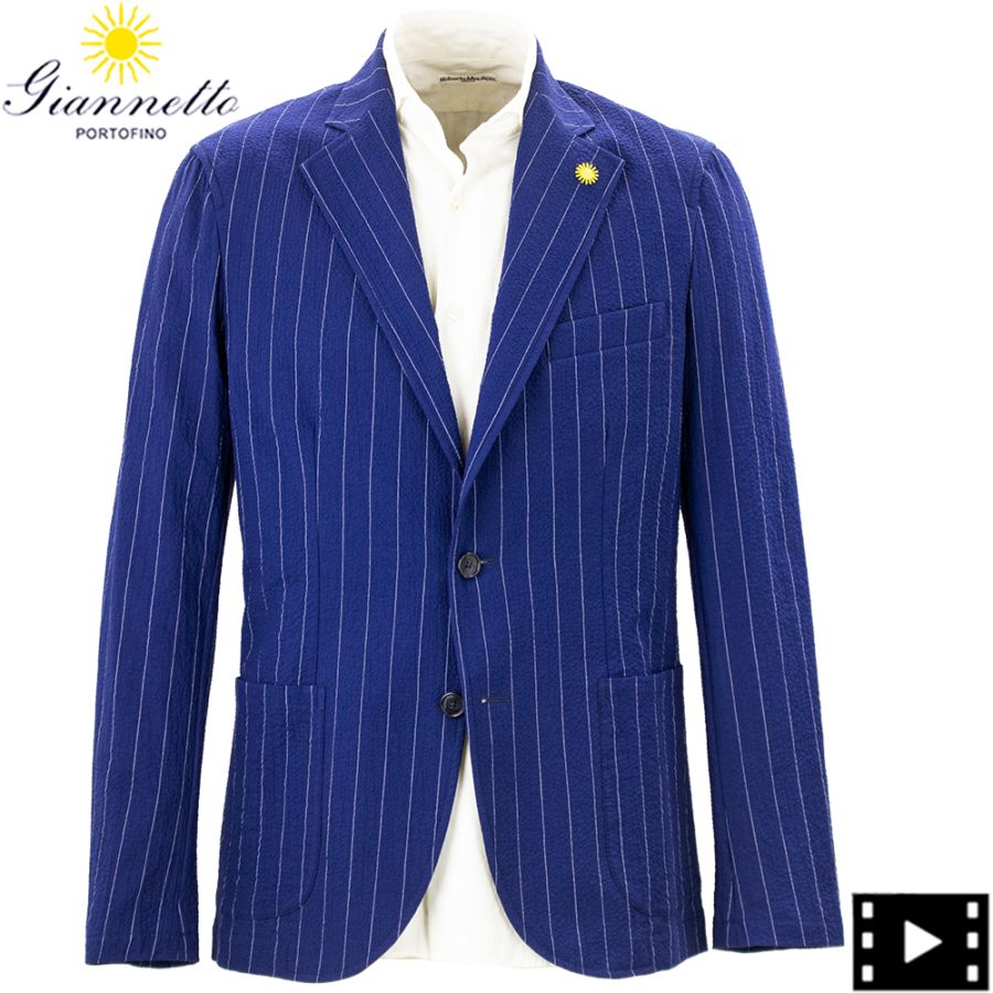 ジャンネット ジャケット メンズ ストレッチコットン シアサッカー ストライプ シャツジャケット GIANNETTO CORALLO JACKET 61260 6103-260CORA GNT 0001 春夏新作