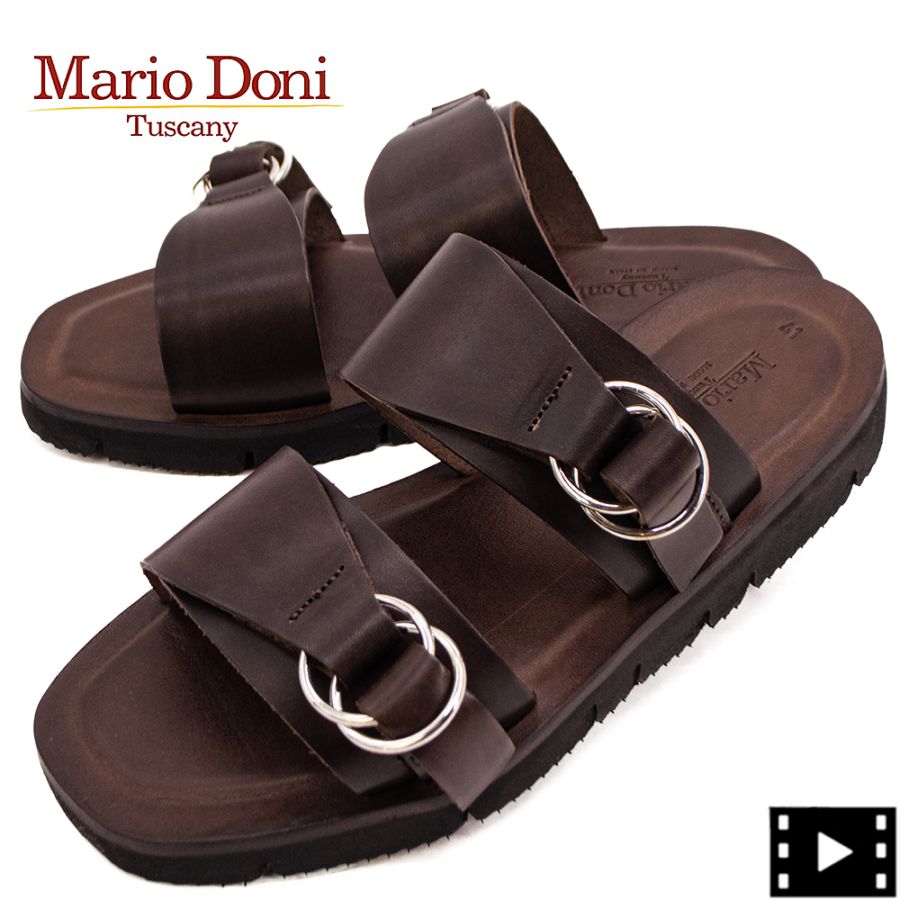 マリオドーニ サンダル メンズ ダブルリングストラップ レザーサンダル アンジェリ Mario Doni ANGELLI MRD CACAO 春夏新作