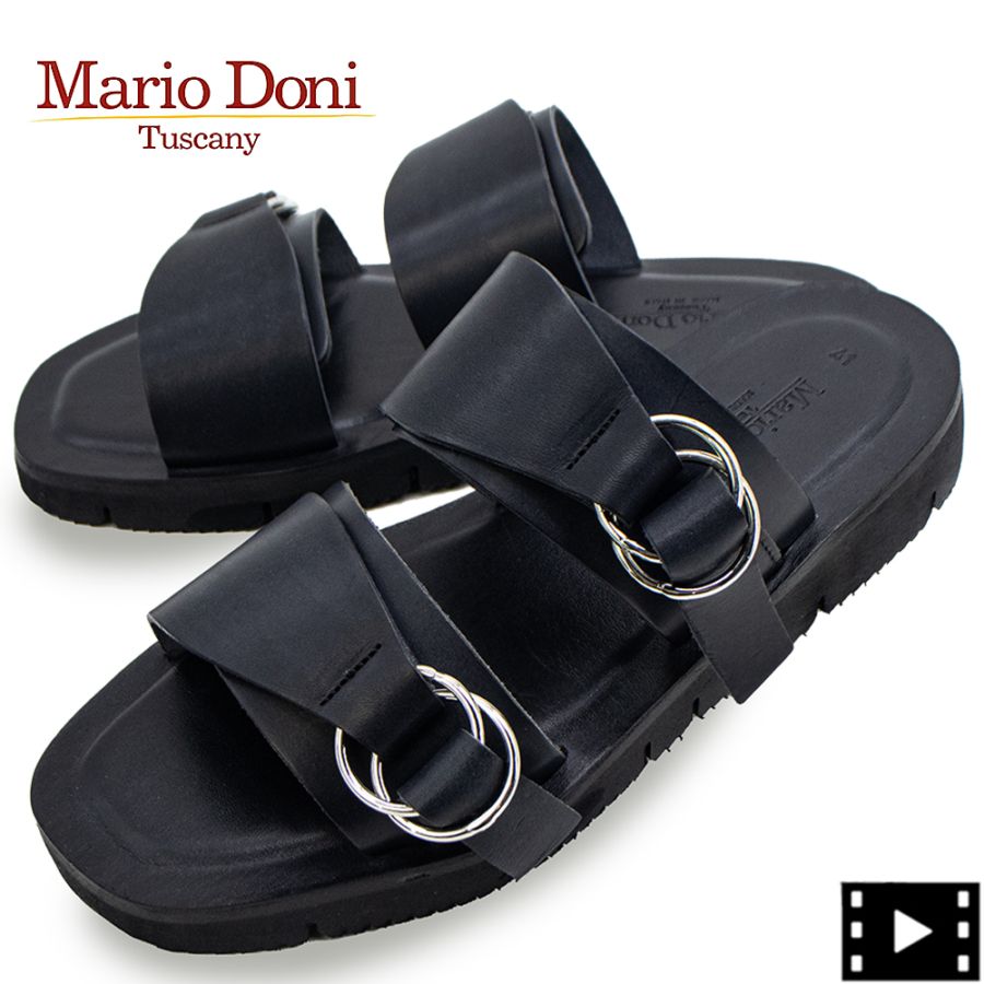 マリオドーニ サンダル メンズ ダブルリングストラップ レザーサンダル アンジェリ Mario Doni ANGELLI MRD BLACK 春夏新作