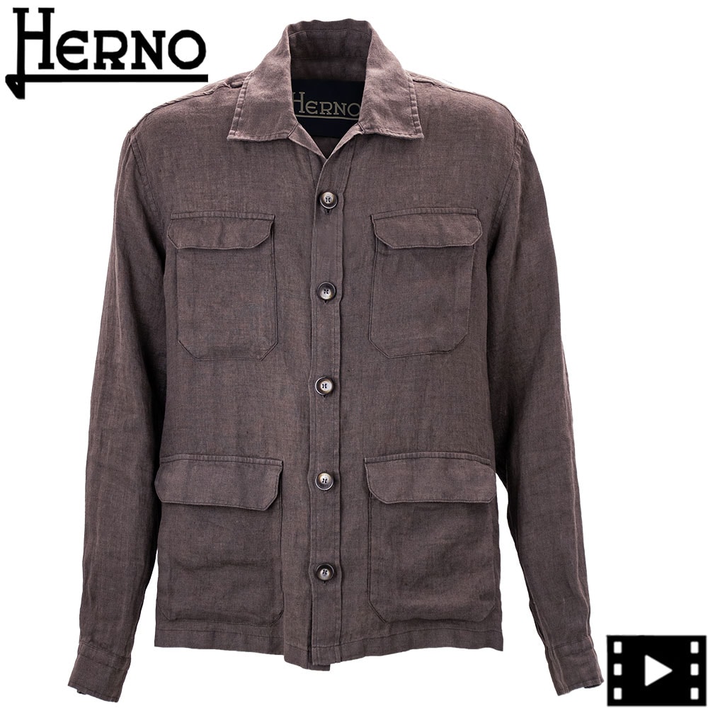 オールド HERNO ヘルノ シャツジャケット 50 ブラック イタリア製 ヘルノ HERNO M.SHIRT（BLACK） -FASCINATE