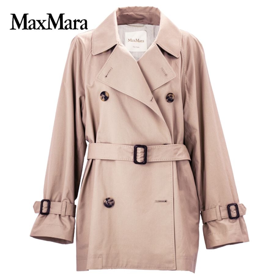 マックスマーラ コート レディース コットンポリエステル ダブルブレスト ショートトレンチコート ザ キューブ MaxMara The Cube MTCCALLE MAX 9021116406 013 春夏新作