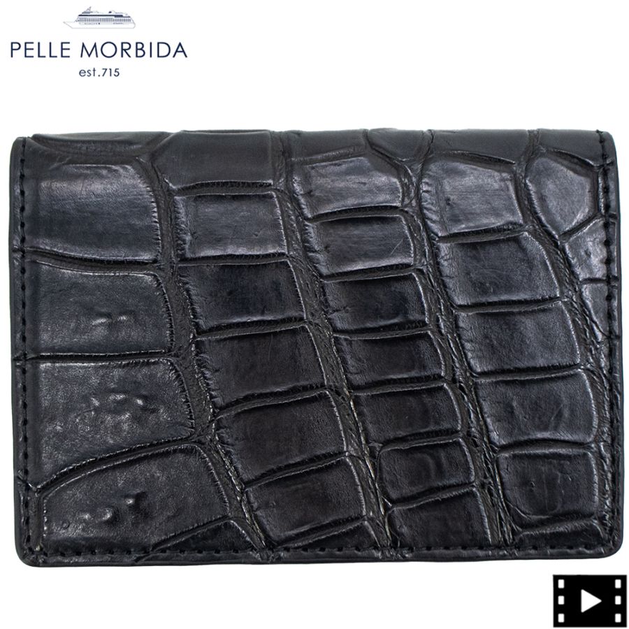 ペッレモルビダ カードケース クロコダイル カード入れ 名刺入れ PELLE MORBIDA PMO-CRS103 PMO BLACK 春夏新作