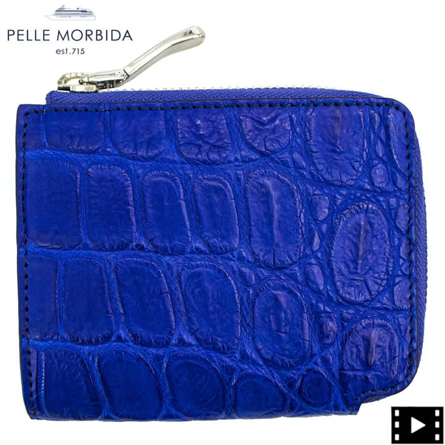 ペッレモルビダ 財布 クロコダイル L字ジップ ミニウォレット コンパクト財布 PELLE MORBIDA PMO-CRS105 PMO BLUE 春夏新作
