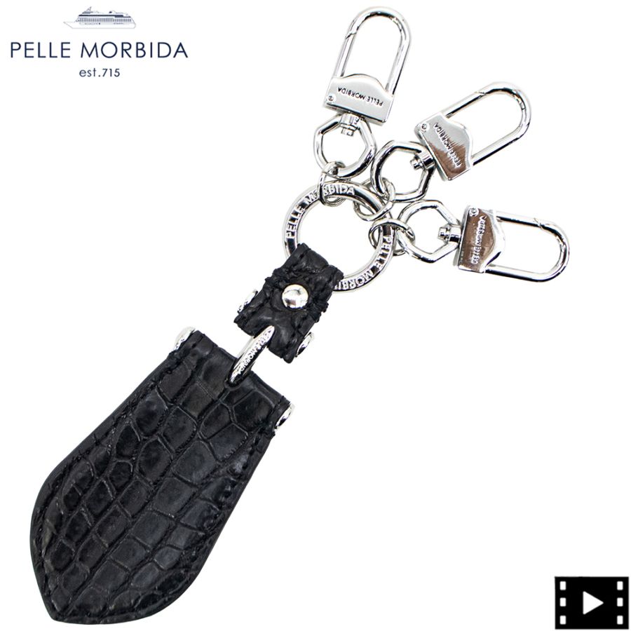 ペッレモルビダ キーホルダー クロコダイル キーチャーム キーリング シューホーン 靴べら PELLE MORBIDA PMO-CRAC101 PMO BLACK 春夏新作