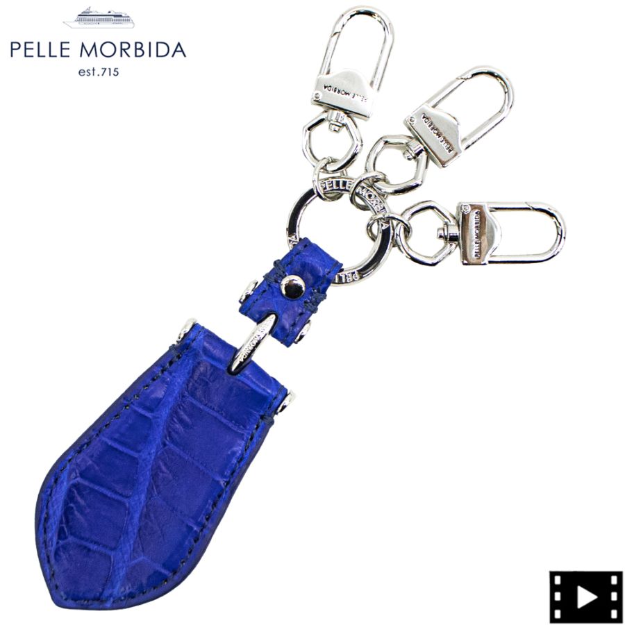 ペッレモルビダ キーホルダー クロコダイル キーチャーム キーリング シューホーン 靴べら PELLE MORBIDA PMO-CRAC101 PMO BLUE 春夏新作