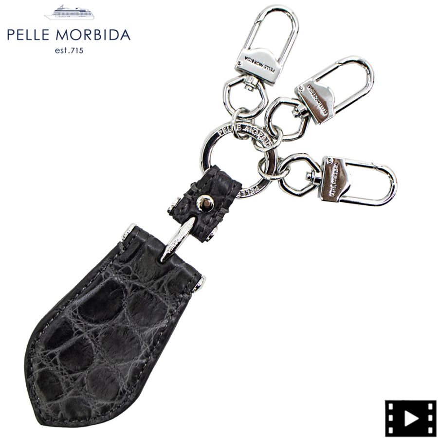 ペッレモルビダ キーホルダー クロコダイル キーチャーム キーリング シューホーン 靴べら PELLE MORBIDA PMO-CRAC101 PMO CHARCOAL GRAY 春夏新作
