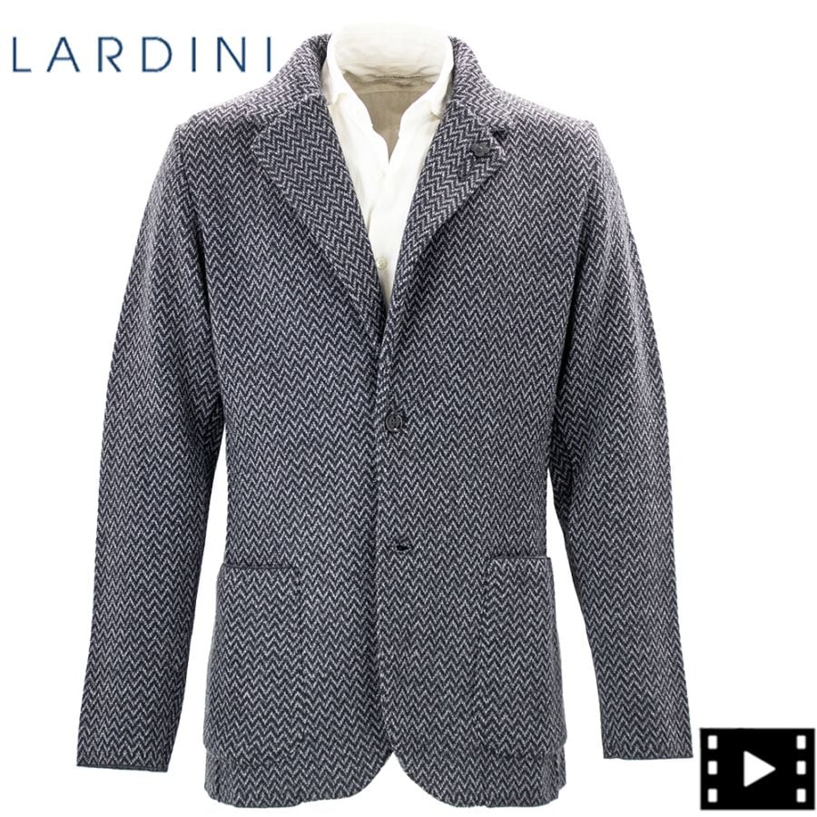 ラルディーニ ジャケット メンズ ウール ヘリンボーン シングル ニットジャケット LARDINI CNCJLJM56 ALJM567012 LRD 0920 秋冬新作