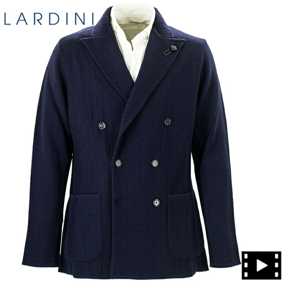 ラルディーニ ジャケット メンズ ウール ヘリンボーン ダブルブレスト ニットジャケット LARDINI CNJLJM57 ALJM577002 LRD 0850 秋冬新作