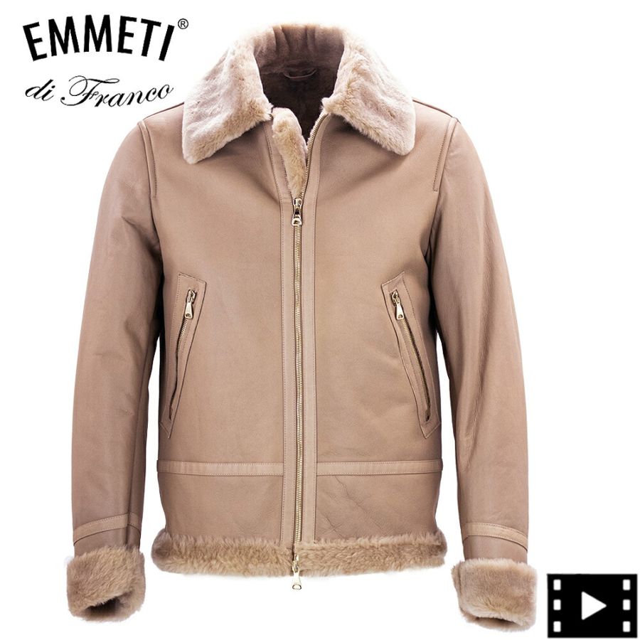 エンメティ ジャケット メンズ ラム スペシャルムートン B-3型 ムートンジャケット ゴールドジップ EMMETI ORWELL EMT SP MOUTON TYPE B-3 TORTORA 秋冬新作