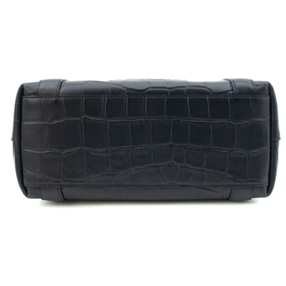 PELLE MORBIDA レザーミニトートバッグ(ブラック、クロコ型押し) ペッレモルビダ トートバッグ クロコ型押し ダブルフェイスレザー