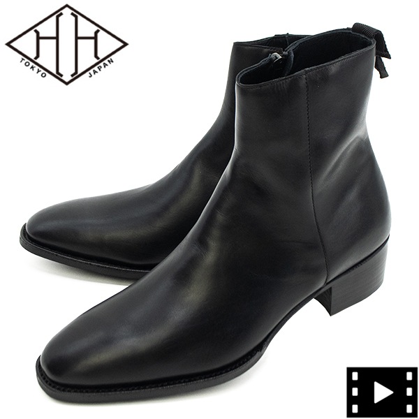【セール】ダブルエイチ ブーツ メンズ 撥水レザー デュプイ社製プーマエイチ サイドジップブーツ WH PUMA H WH-6906 WH0 BLK 【返品交換不可】
