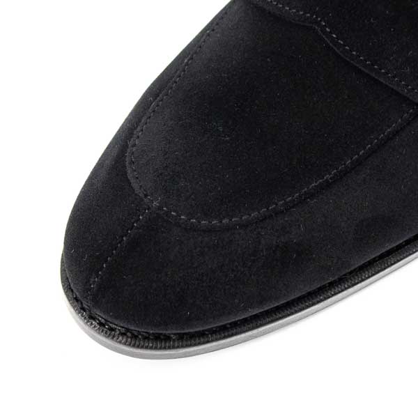 【セール】ダブルエイチ レザーシューズ メンズ ボロネーゼグッドイヤー製法 スーパーバック スエード Uチップローファー WH WHL-3500S WH0 BLK 【返品交換不可】