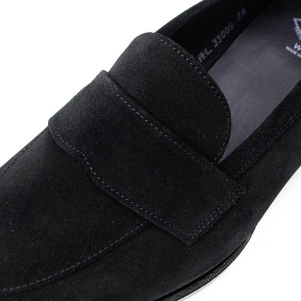 【セール】ダブルエイチ レザーシューズ メンズ ボロネーゼグッドイヤー製法 スーパーバック スエード Uチップローファー WH WHL-3500S WH0 BLK 【返品交換不可】
