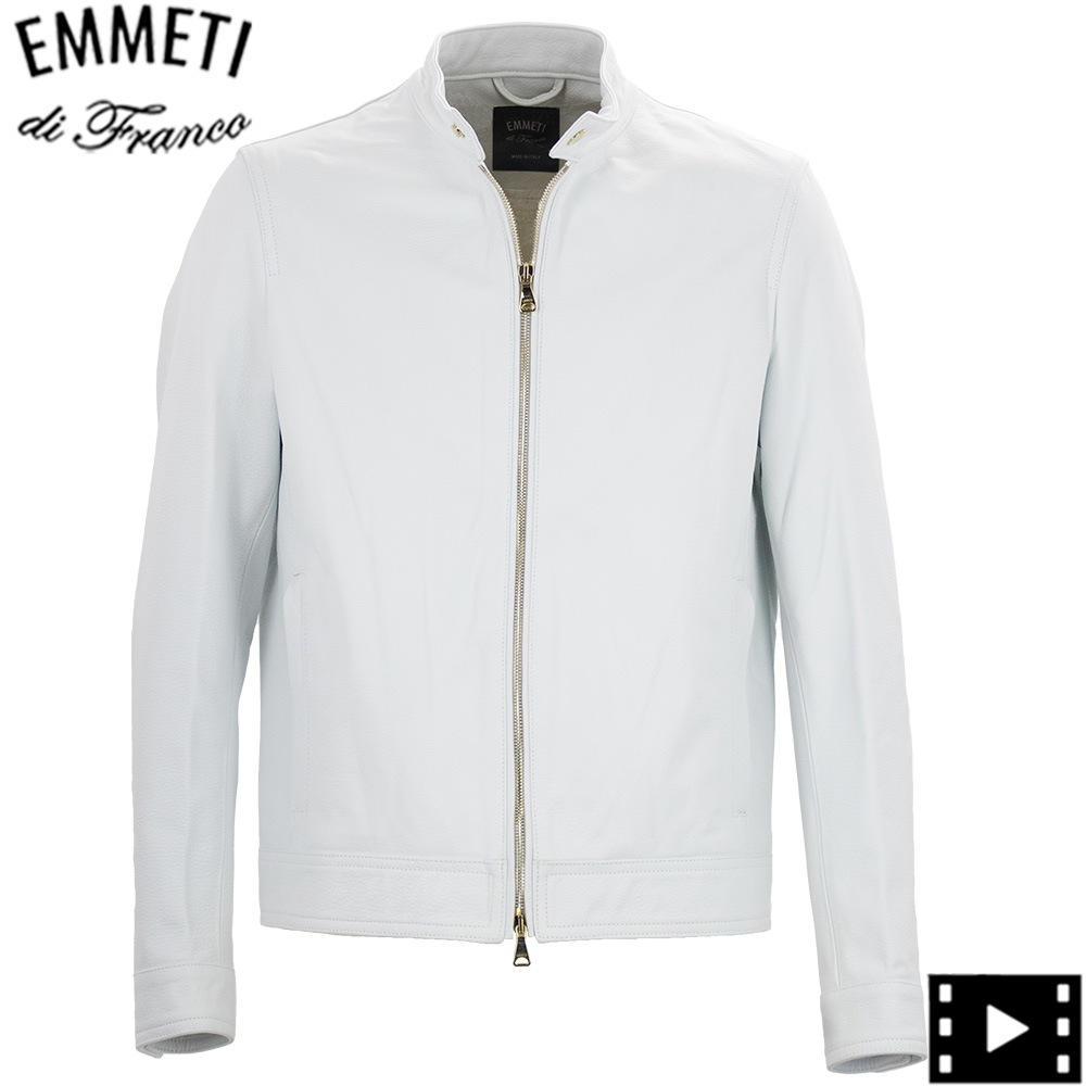 エンメティ ライダース メンズ 0.7mm厚 スペシャル ラムレザー シングルライダース ユーリ ゴールドジップ EMMETI JURI EMT SP LEATHER BIANCO