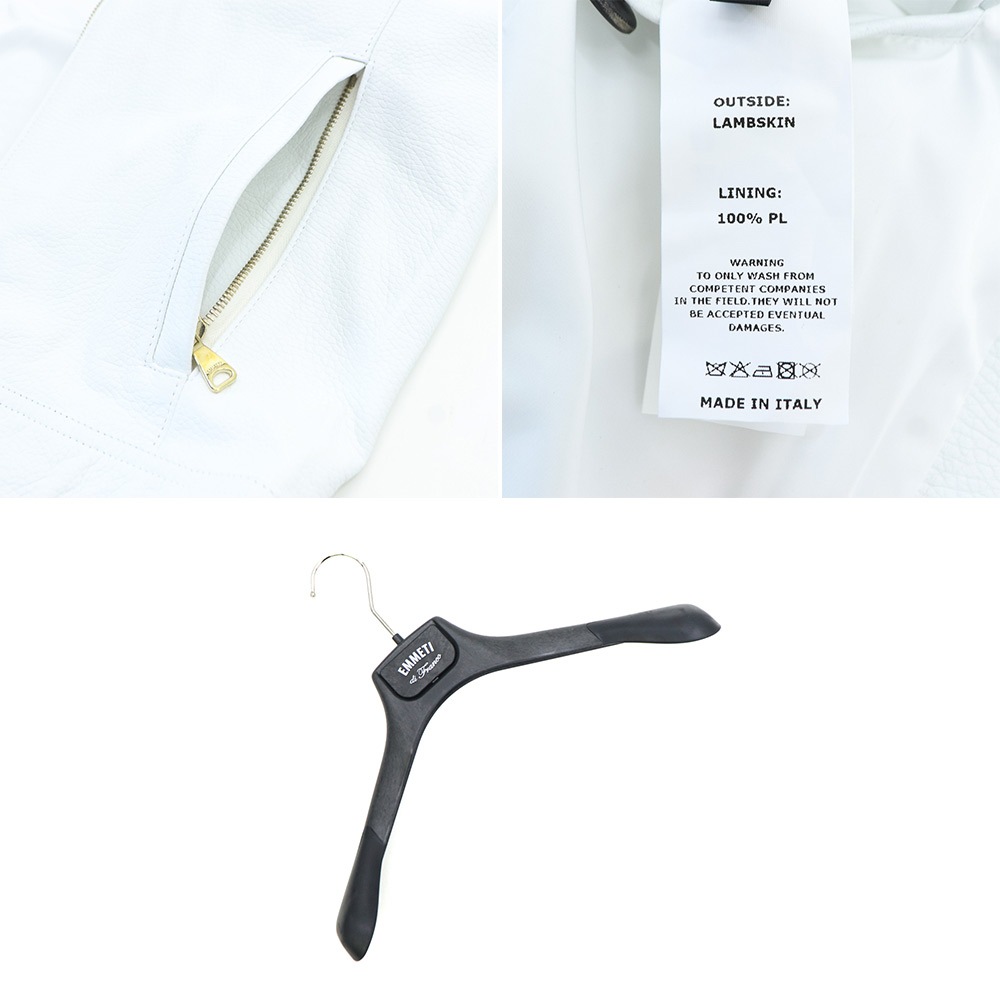 エンメティ ライダース メンズ 0.7mm厚 スペシャル ラムレザー シングルライダース ユーリ ゴールドジップ EMMETI JURI EMT SP LEATHER BIANCO