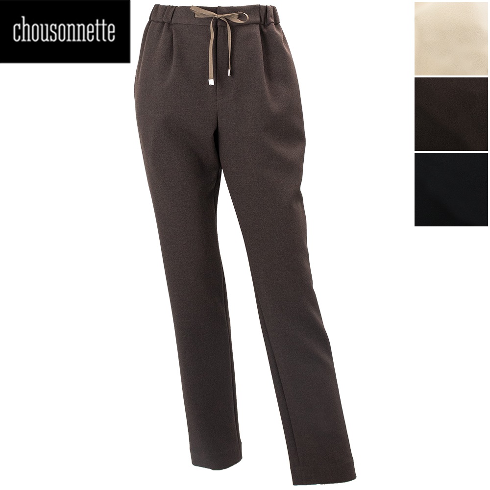 シューソネット パンツ レディース ポリエステル ストレッチテーパードパンツ CHOUSONNETTE 075-365-033 CHO 秋冬新作