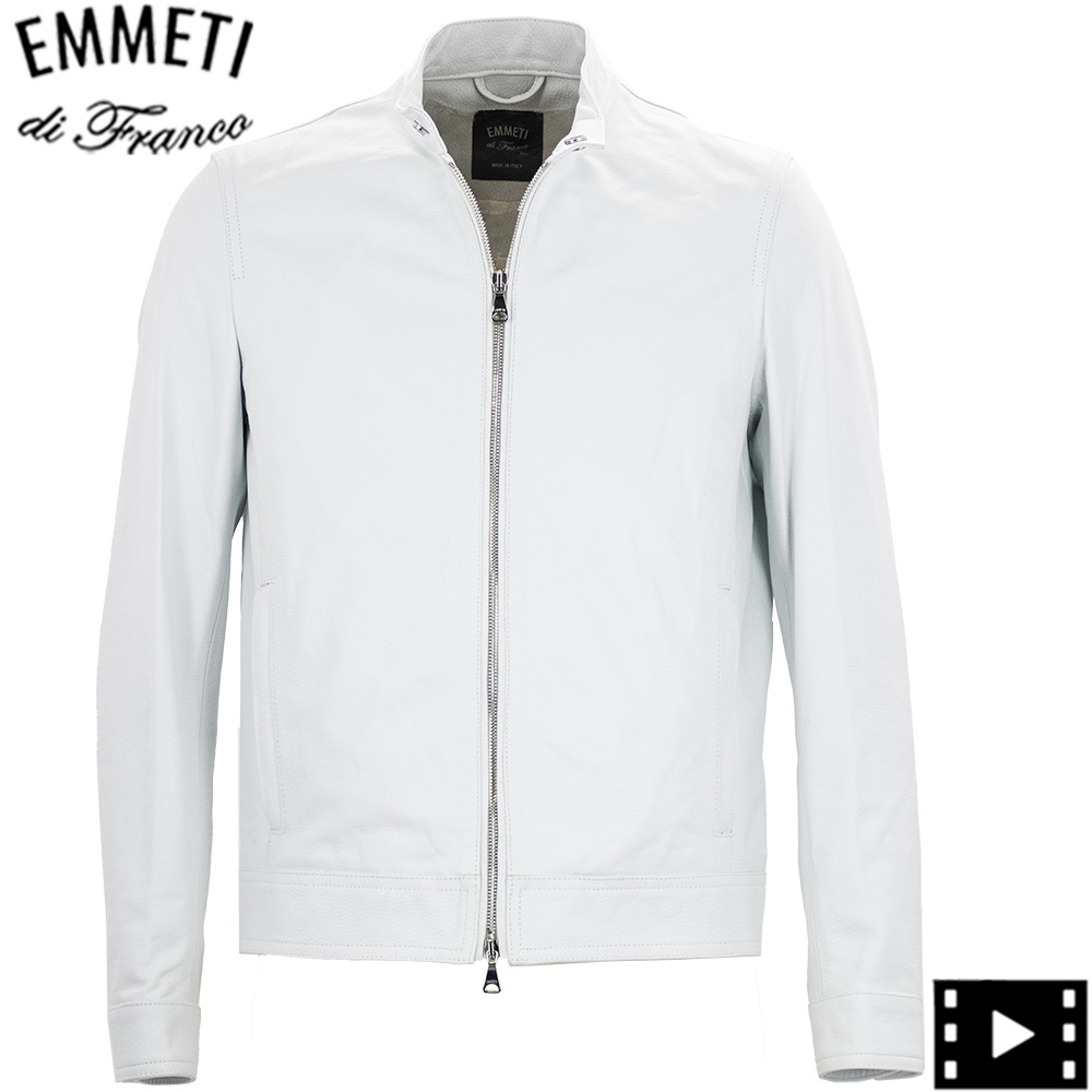 エンメティ ライダース メンズ 0.7mm厚 スペシャル ラムレザー シングルライダース ユーリ シルバージップ EMMETI JURI EMT SP LEATHER BIANCO