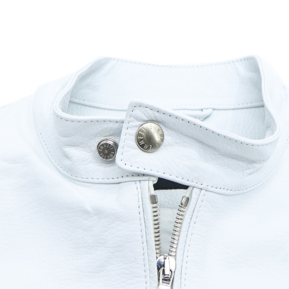 エンメティ ライダース メンズ 0.7mm厚 スペシャル ラムレザー シングルライダース ユーリ シルバージップ EMMETI JURI EMT SP LEATHER BIANCO