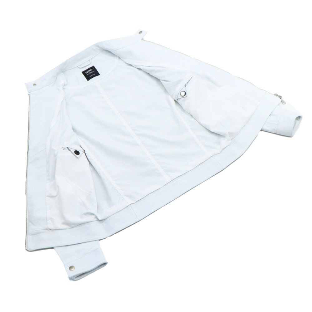 エンメティ ライダース メンズ 0.7mm厚 スペシャル ラムレザー シングルライダース ユーリ シルバージップ EMMETI JURI EMT SP LEATHER BIANCO