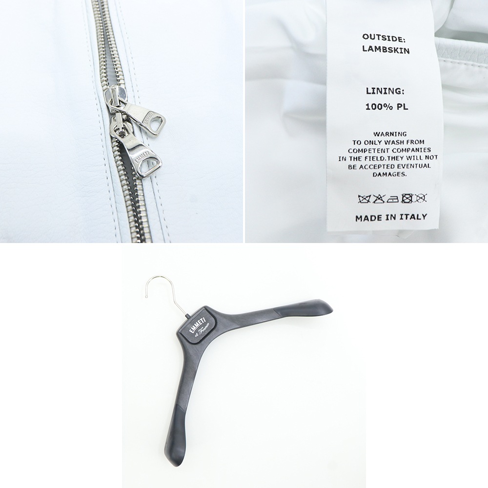 エンメティ ライダース メンズ 0.7mm厚 スペシャル ラムレザー シングルライダース ユーリ シルバージップ EMMETI JURI EMT SP LEATHER BIANCO