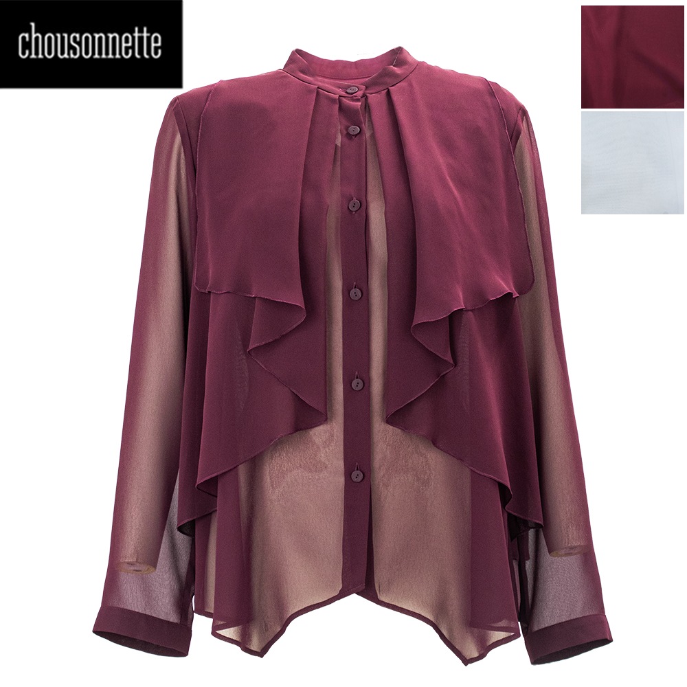シューソネット ブラウス レディース ポリエステル シアーフリルブラウス CHOUSONNETTE 075-340-017 CHO 秋冬新作