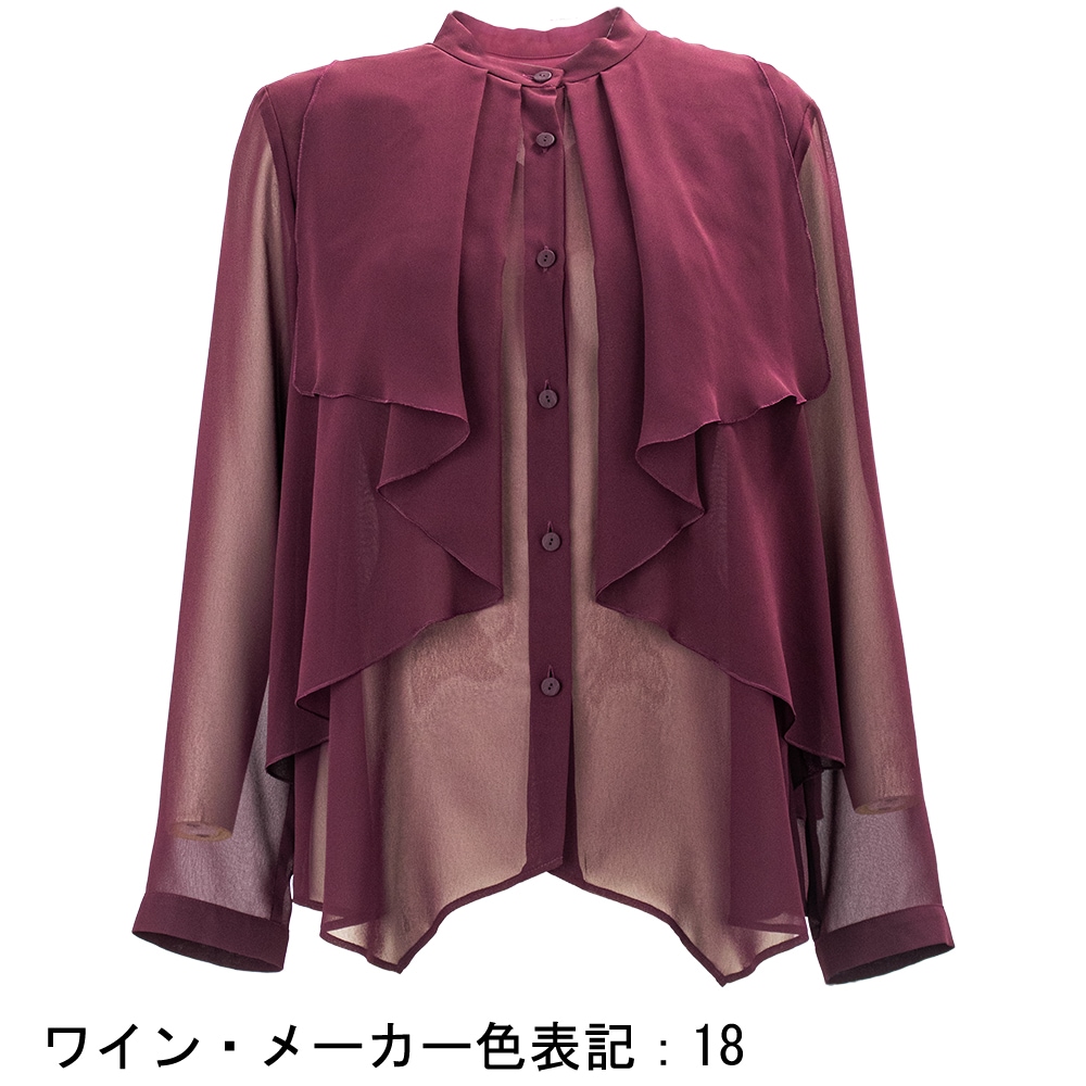 シューソネット ブラウス レディース ポリエステル シアーフリルブラウス CHOUSONNETTE 075-340-017 CHO 秋冬新作