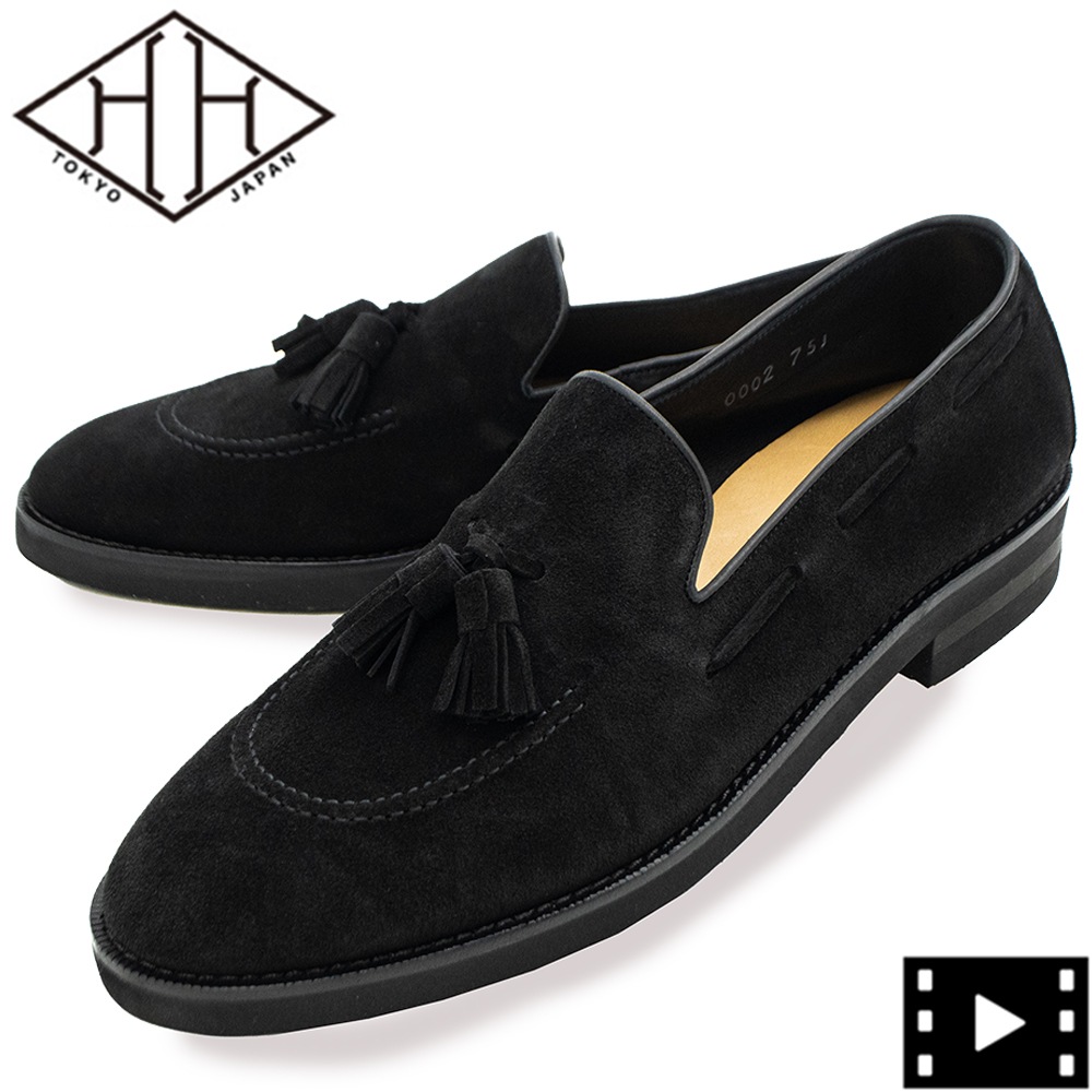 ダブルエイチ レザーシューズ メンズ チャールズFステッド社 ヤヌスカーフ タッセルローファー ソフトシリーズ WH WHF-0002J WH0 BLK 春夏新作