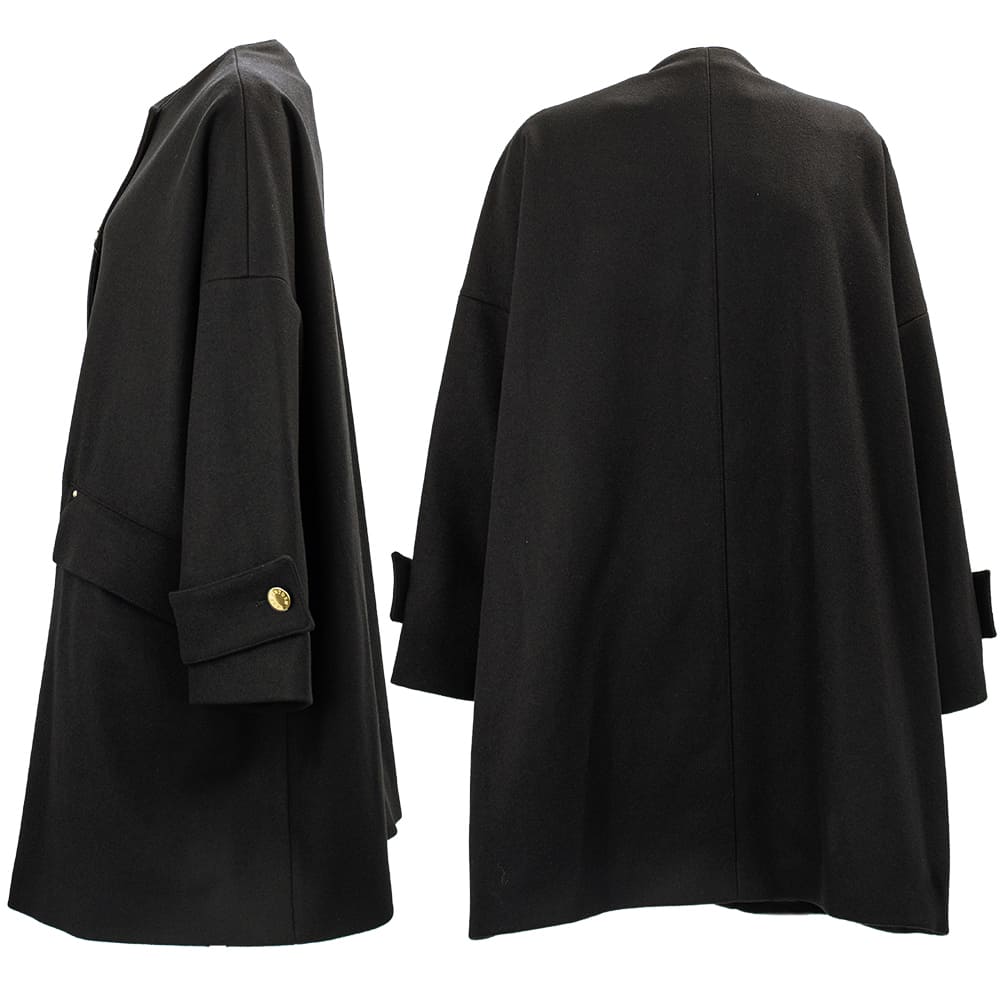 4/1迄 美品・マッキントッシュHUMBIE ハンビー ウールノーカラーコート黒 マッキントッシュ コート レディース ウール ドロップショルダー