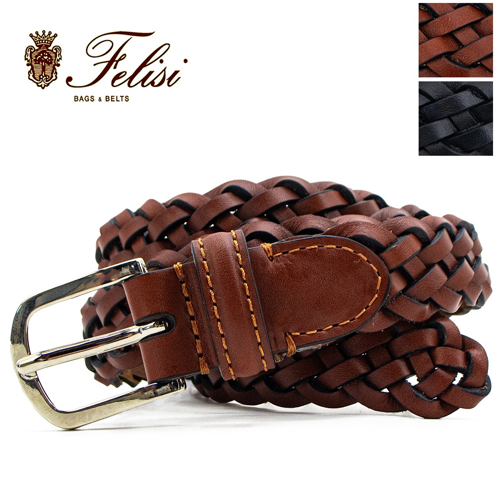 ✨未使用✨Felisi フェリージ ベルト バケッタレザー ロゴ 金具 ブラック フェリージ ベルト バケッタレザー スリムメッシュベルト Felisi 8/26