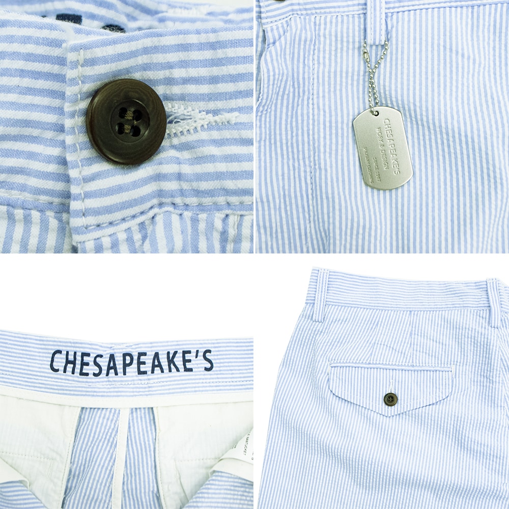 チェサピークス ハーフパンツ メンズ コットン シアサッカー ストライプ ショートパンツ CHESAPEAKE`S NUNTUCKET SEERSUCKER CHP 03 春夏新作