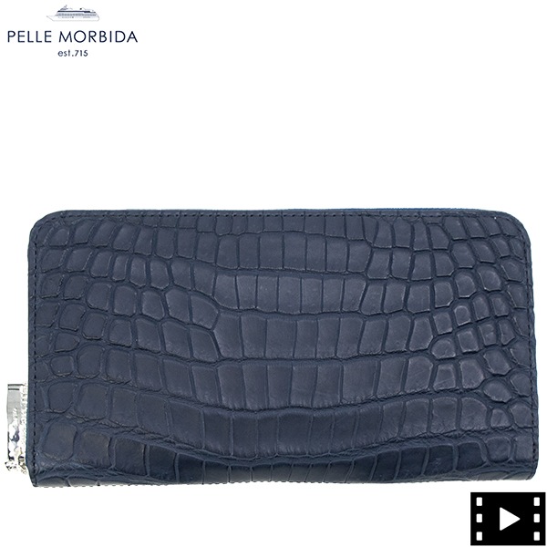 ペッレモルビダ 財布 クロコダイル ラウンドジップ 長財布 PELLE